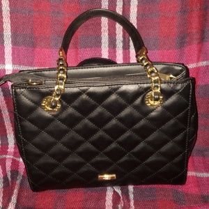 Black Quilted Faux Leather Bag